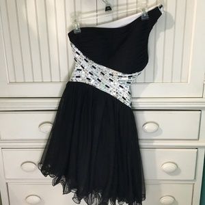 Black, White, and Silver Homecoming Dress